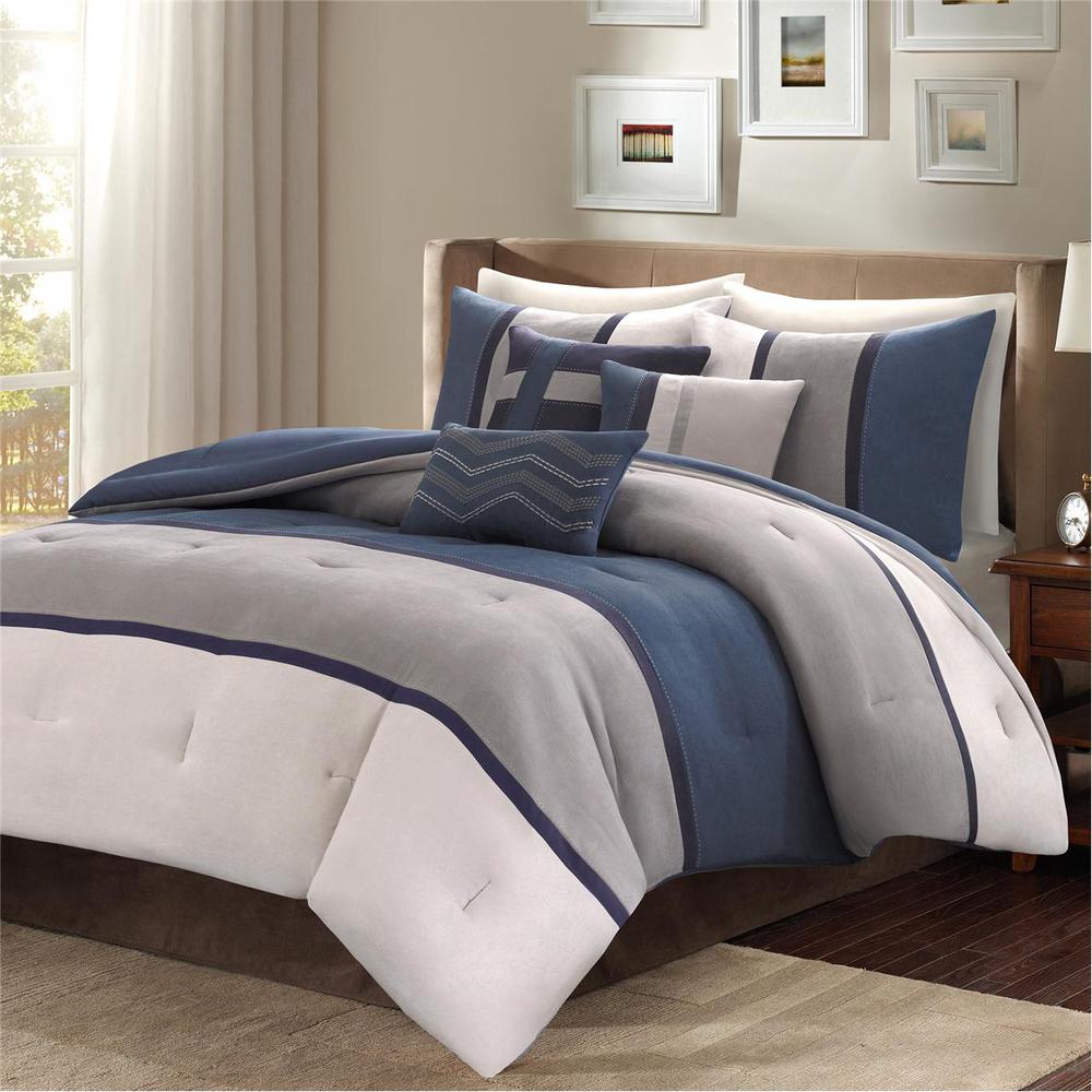 Blue Microsuede 7-Piece Comforter Set, Belen Kox