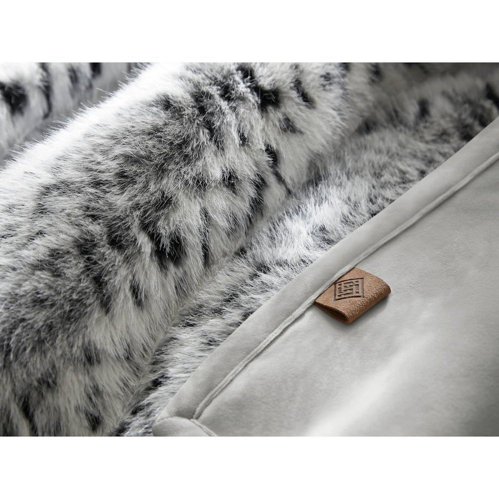 Botswana Animal Print Faux Fur Throw Blanket, Snow Leopard color