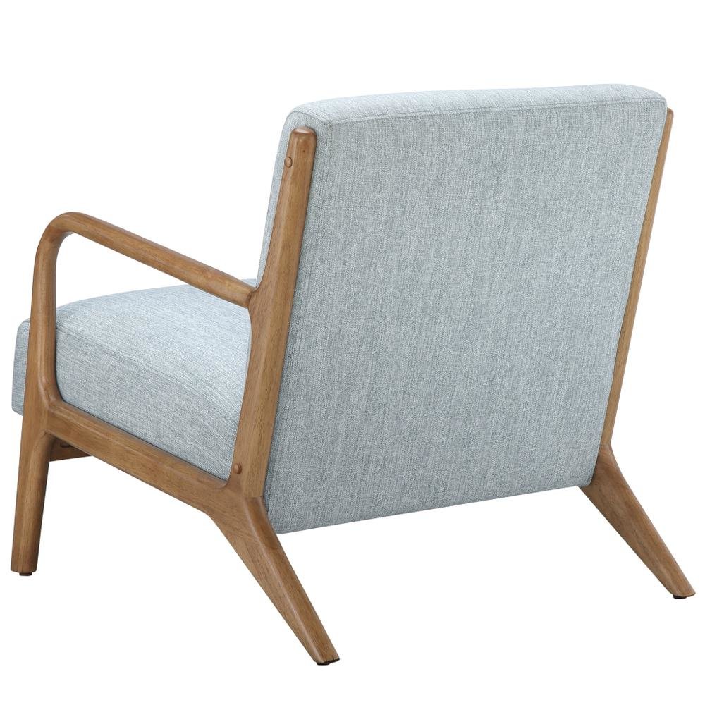 Blue Accent Chair with Rubber Solid Wood Frame for Living Room and Bedroom