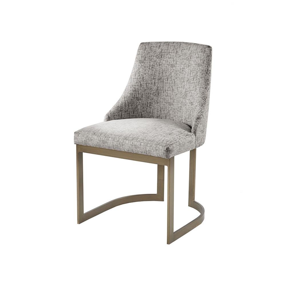 Set of 2 Gray Modern Dining Chairs with Metal Frame for Dining Room