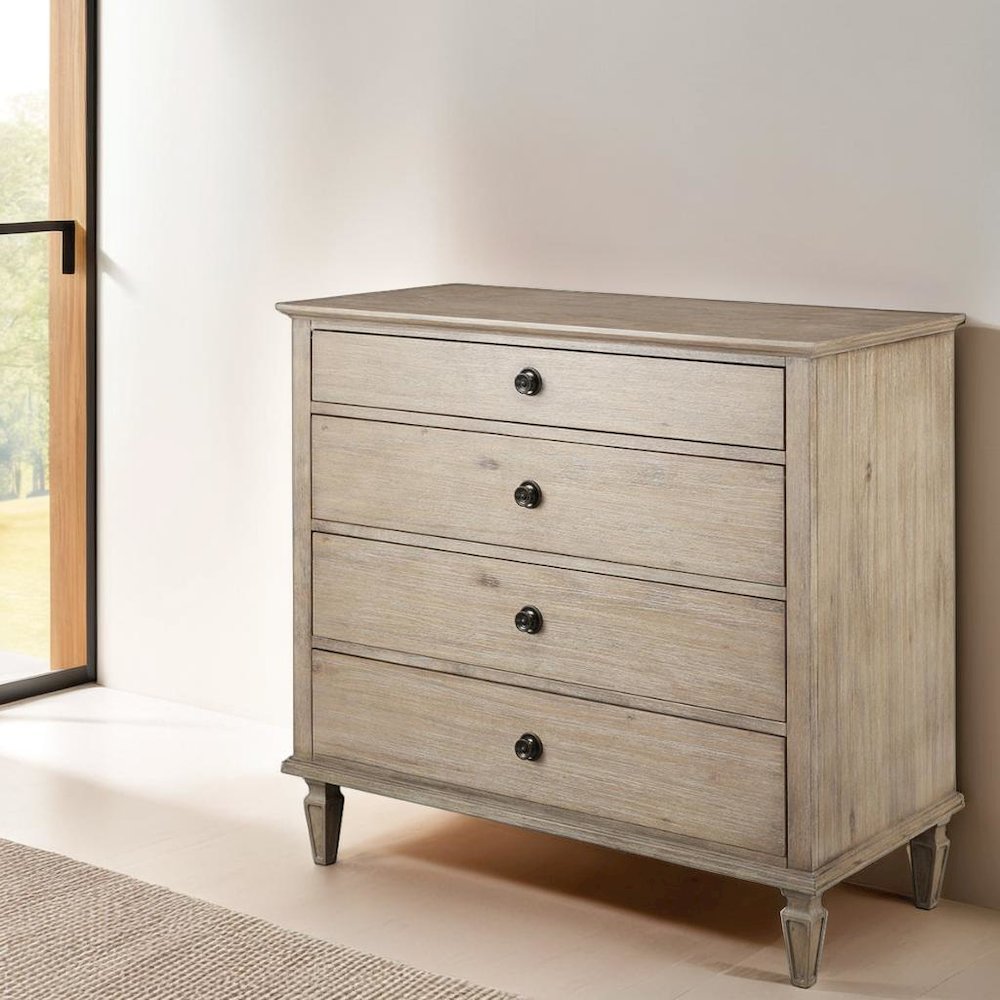 Brown Bedroom Dresser with Storage Drawers, Acacia Veneer and Rubberwood