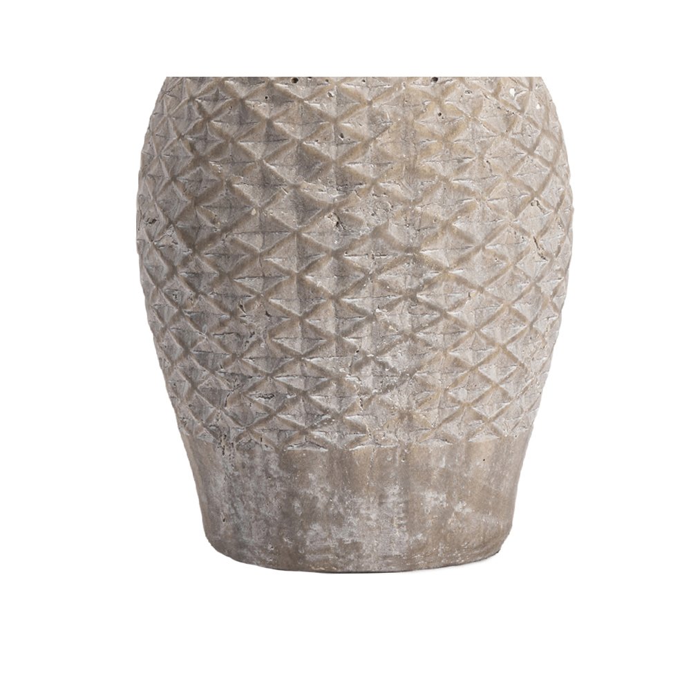 Textured Tan Ceramic Table Lamp With Diamond Pattern And Tapered Shade