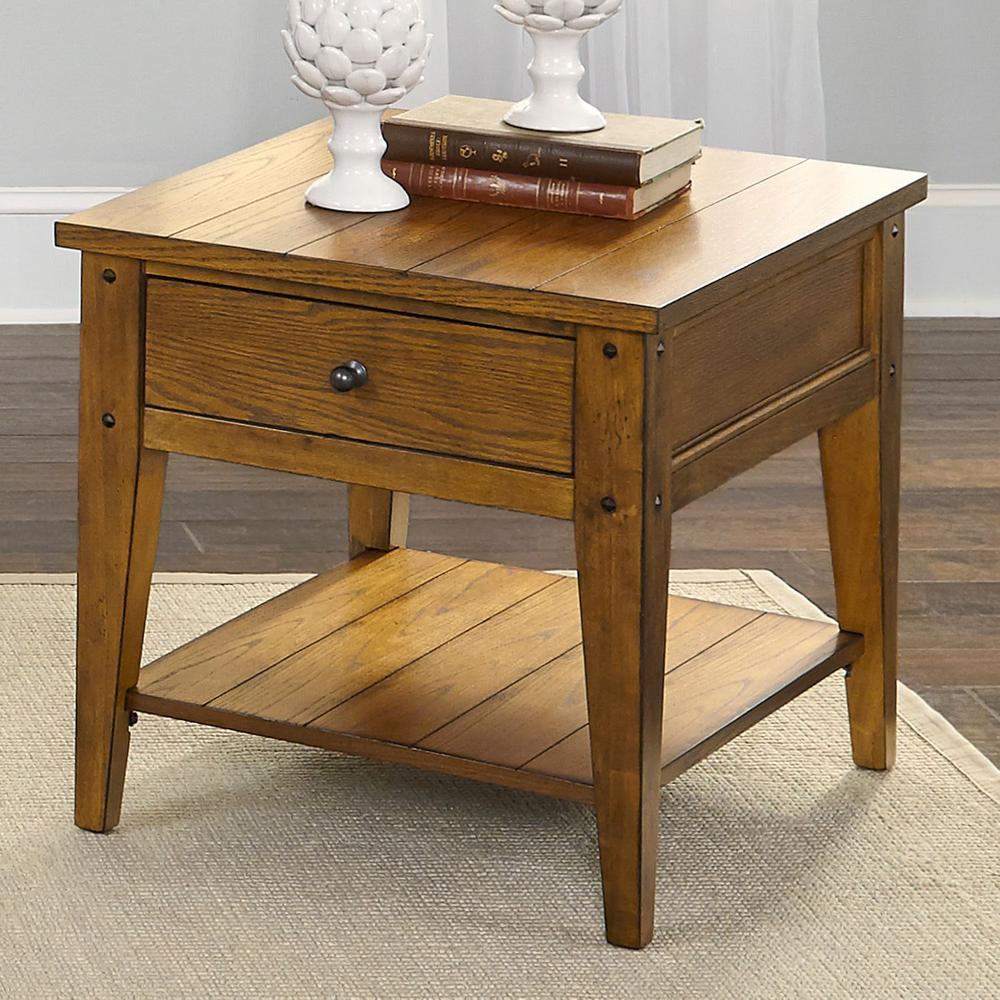 Lake House End Table in Oak