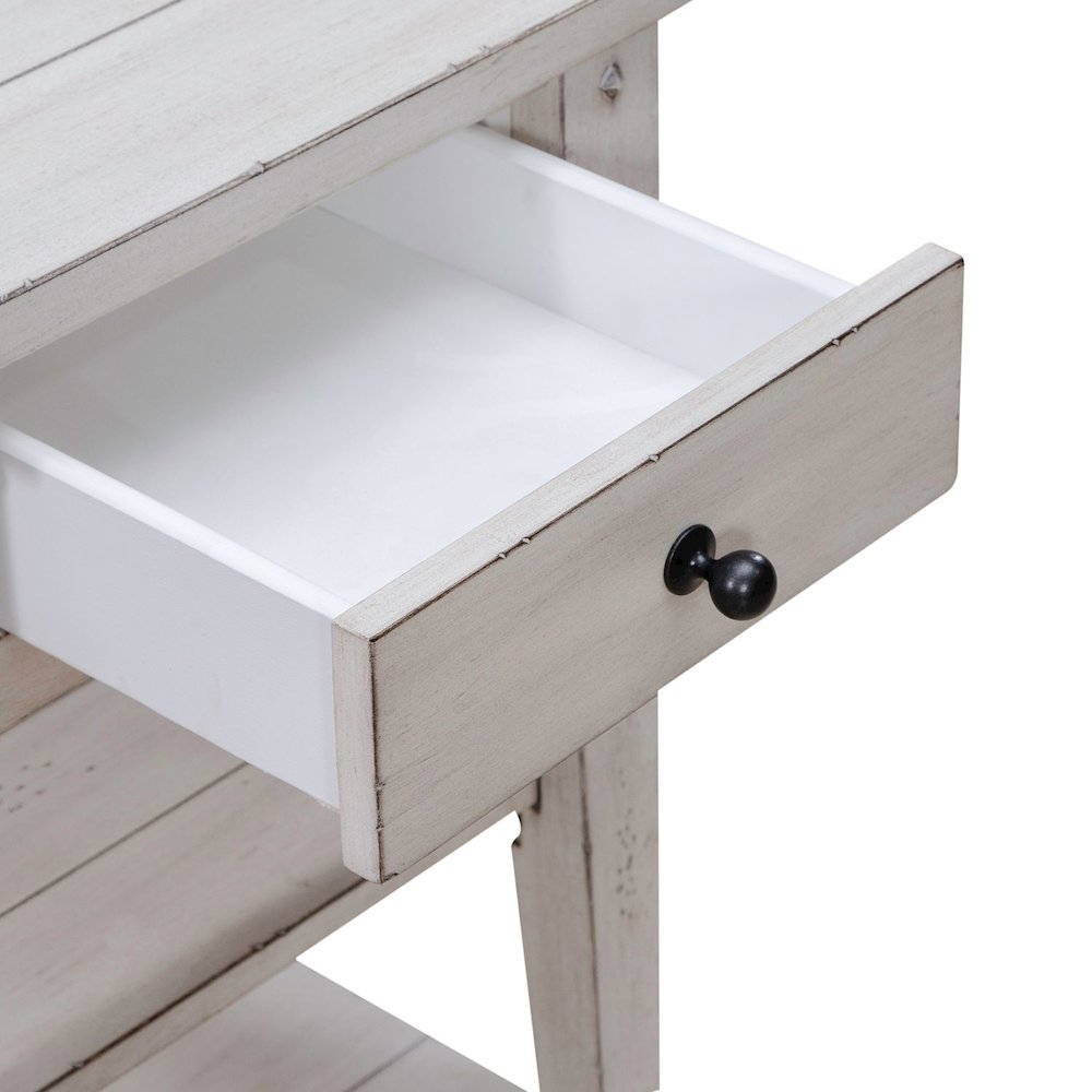 Lake House Chair Side Table - Weathered White Oak Wood Plank Top