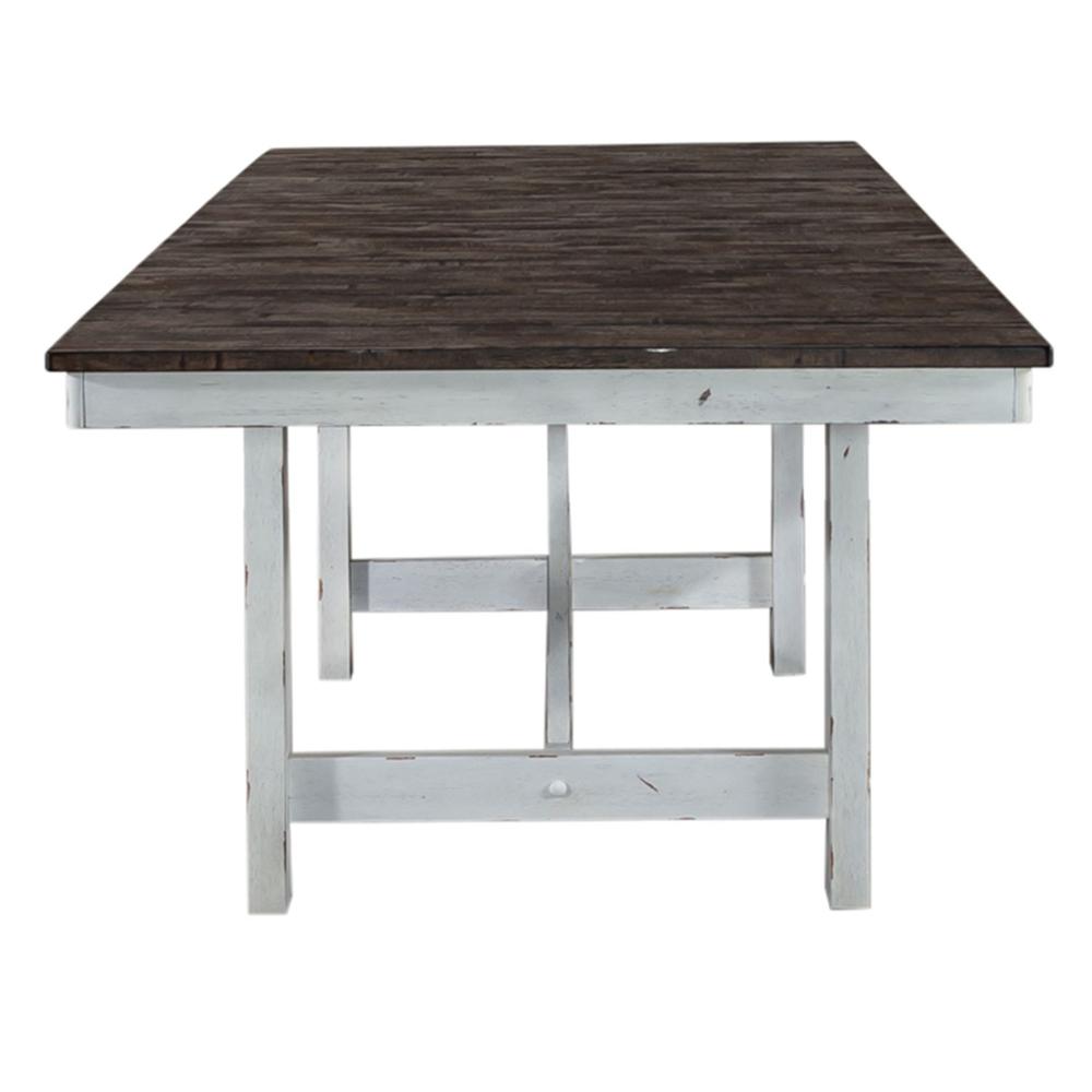Farmhouse Trestle Table in Two Tone White w/ Wood Tone Top