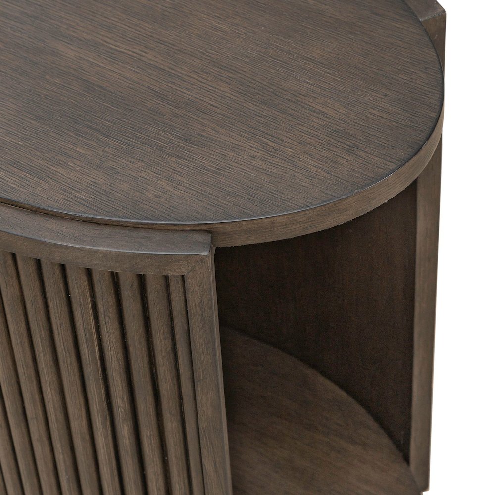 City View Chairside Table for Living Room- Coffee Bean Oak Wood