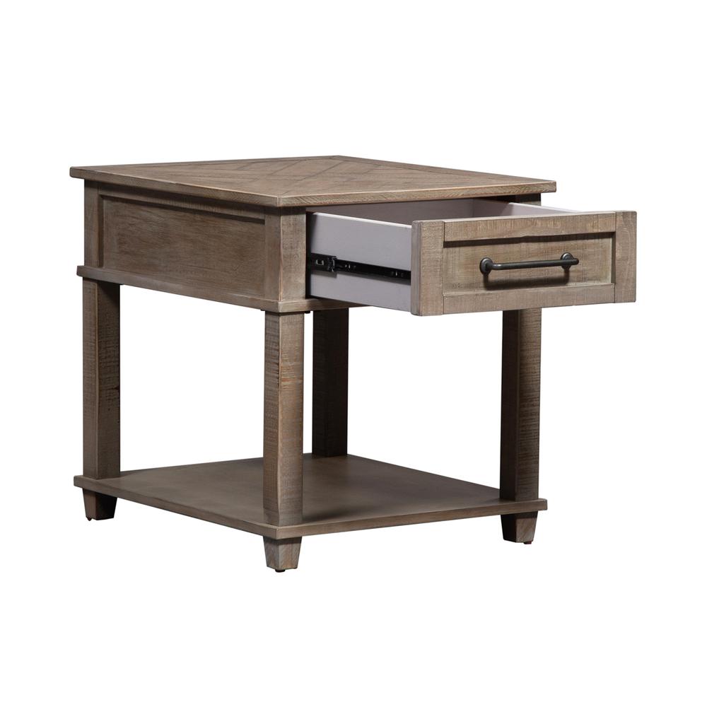 Parkland Falls Rectangular End Table in Weathered Taupe
