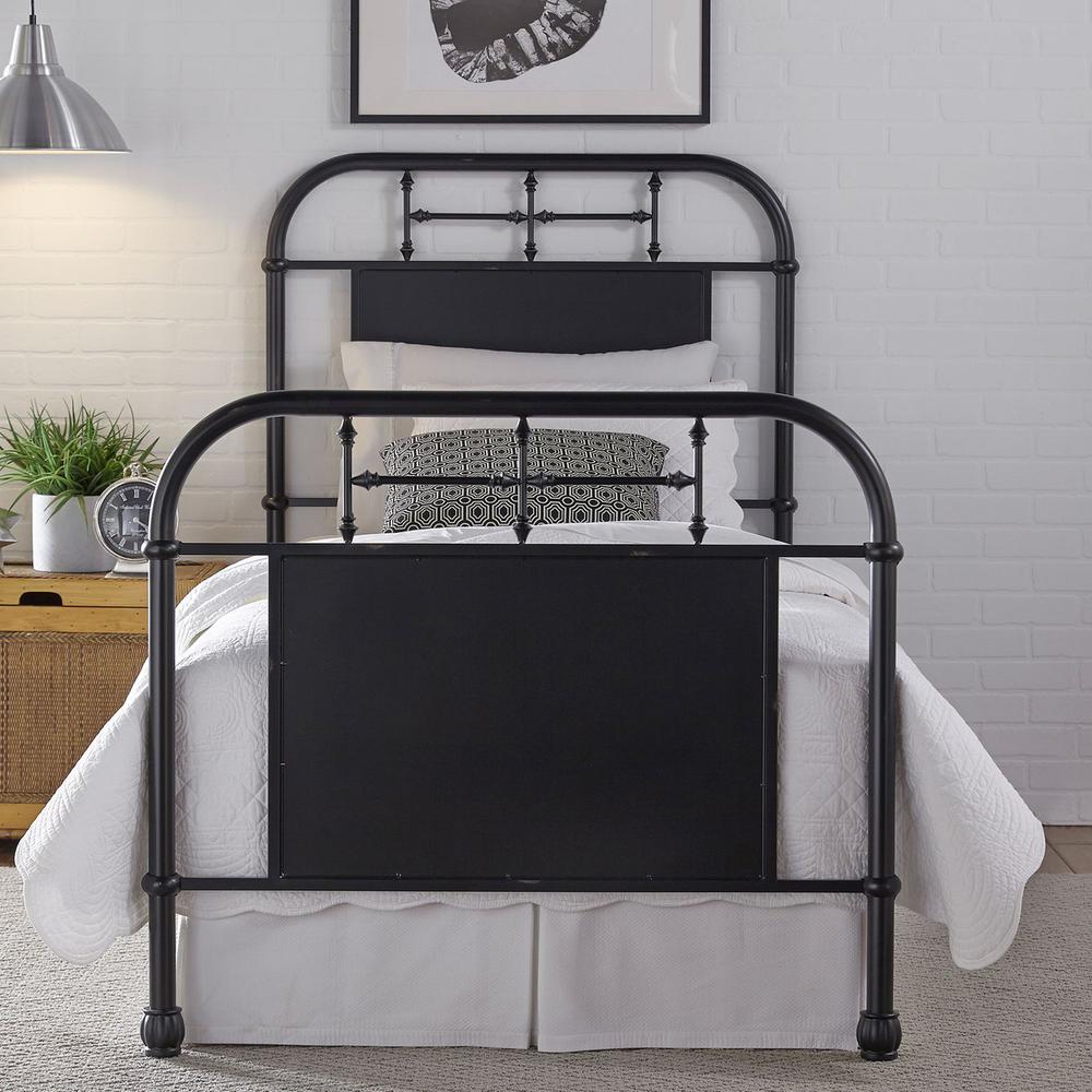 Vintage Series Twin Metal Bed - Black in Distressed Metal