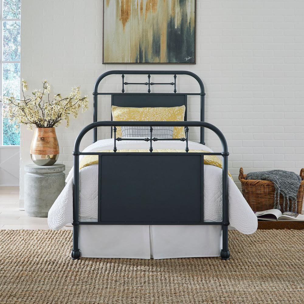 Vintage Series Twin Metal Bed - Navy in Distressed Metal