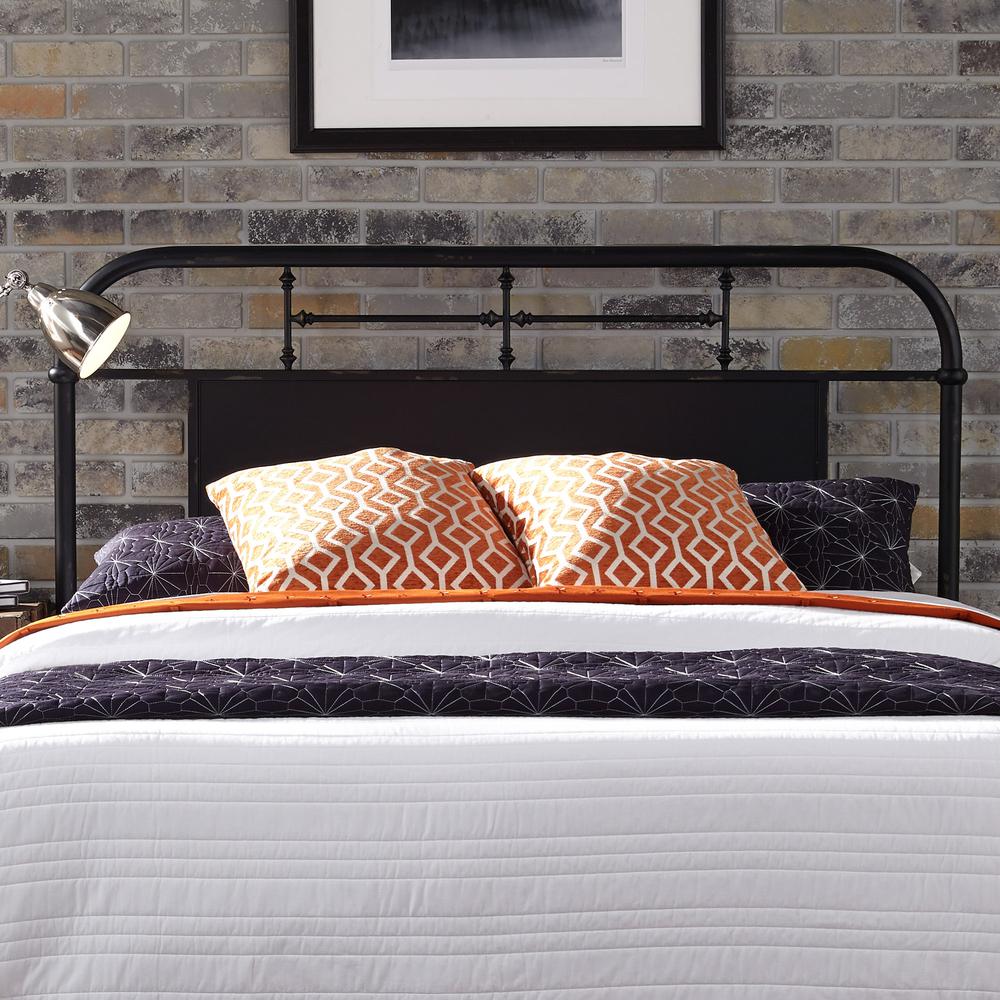 Vintage Series King Metal Headboard - Black in Distressed Metal