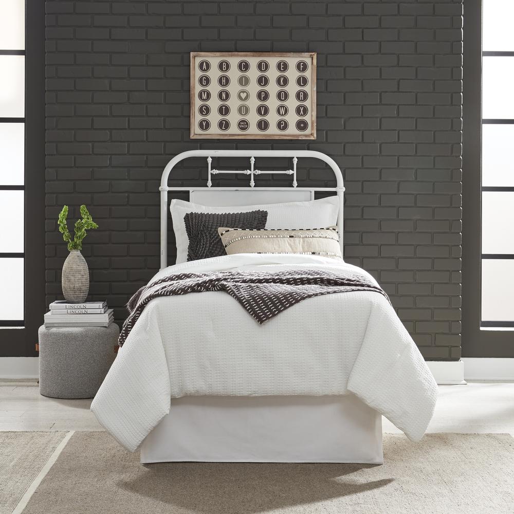 Vintage Series Full Metal Headboard - Antique White in Distressed Metal