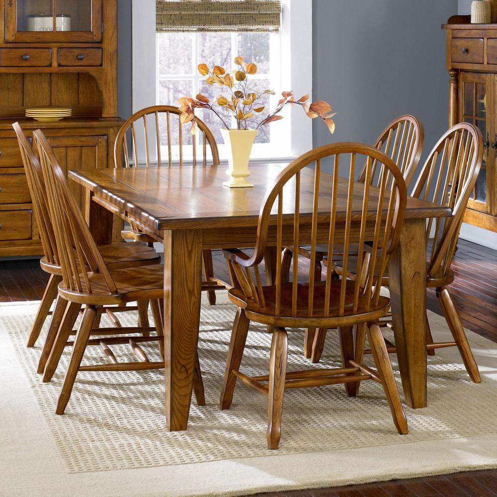 Treasures Rectangular Leg Table - Oak in Rustic Oak