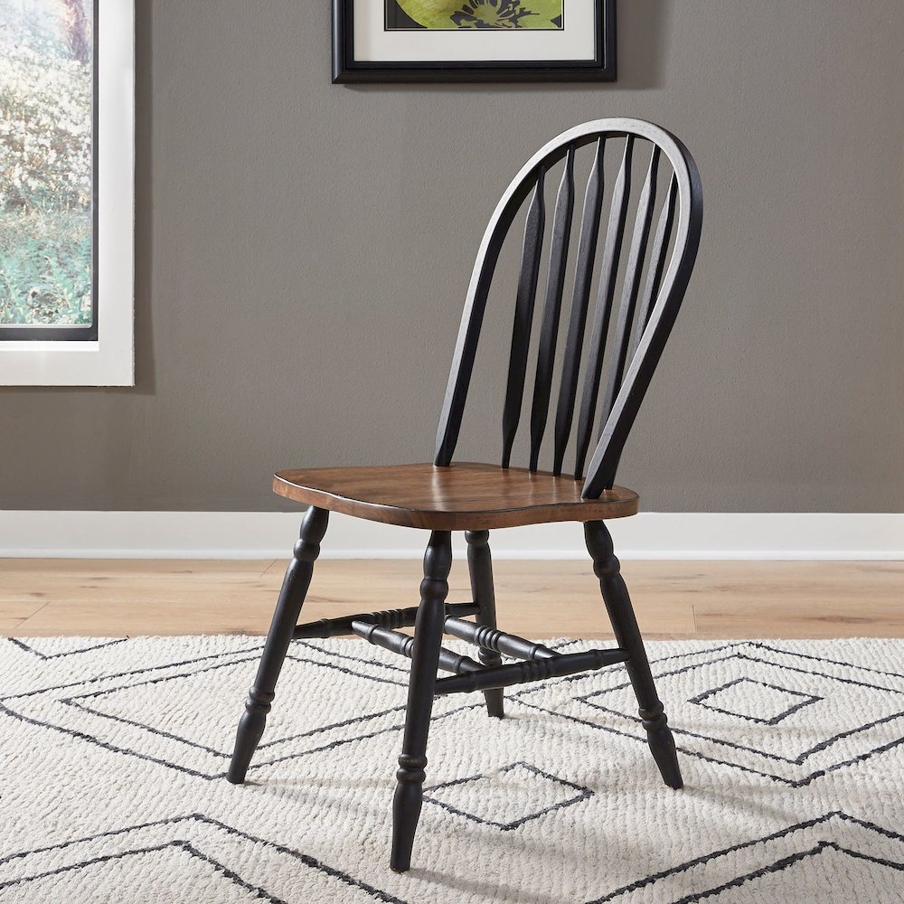 Windsor Side Chair)-Black- Set of 2 Solids Black