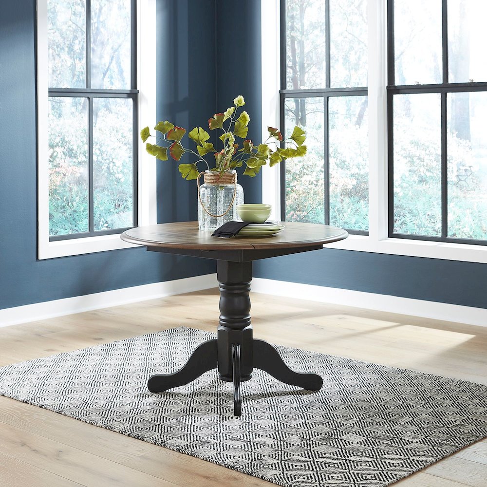 Carolina Crossing Drop Leaf Table Two 8" Leaves - Black & Antique Honey Tops