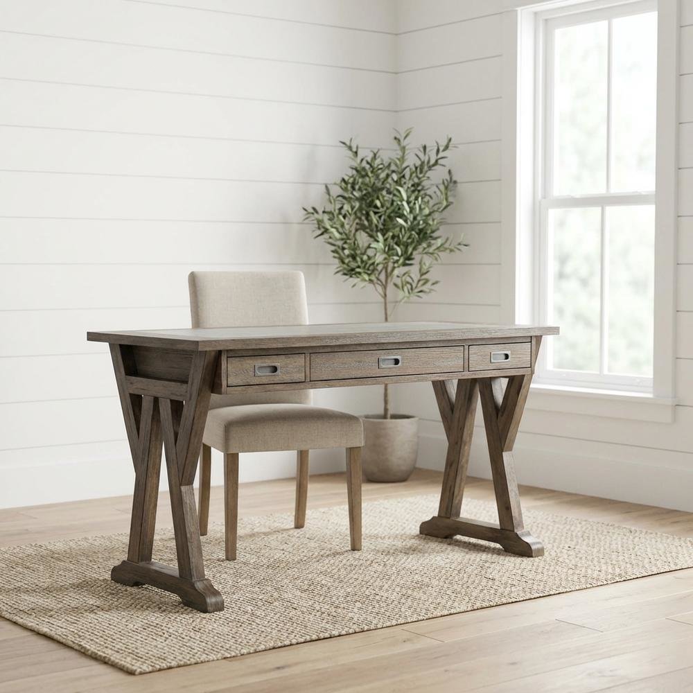 Rustic Saddle Wood Laptop Desk, Transitional Style, Solid Acacia Construction