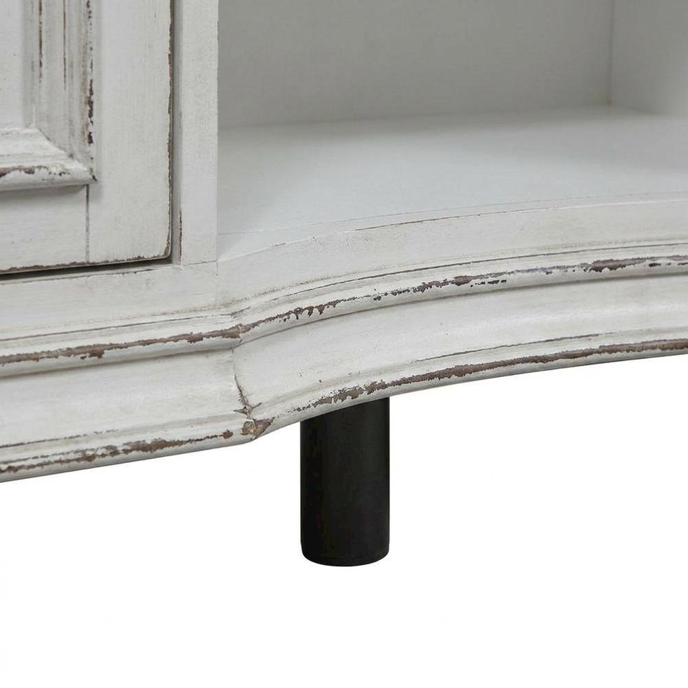 Rubberwood Solid Wood Buffet Cabinet with Storage and Drawers Sideboard, White
