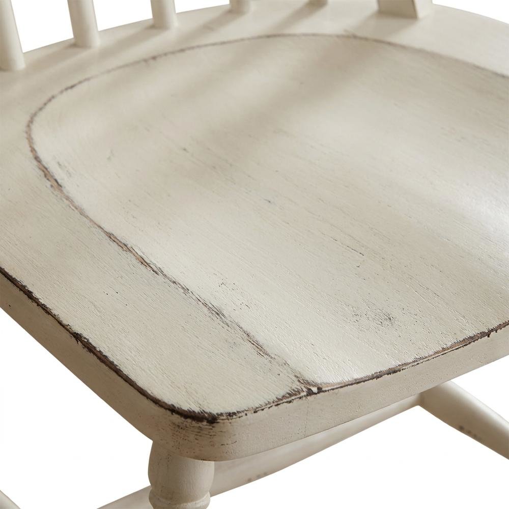 Rubberwood Farmhouse Dining Chairs, Antique White & Weathered Bark, Set of 2