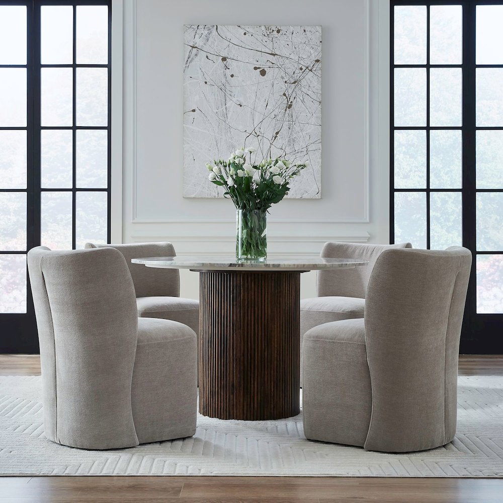 Accent Dining Chairs with Castors - Truffle Upholstry - Set of Four