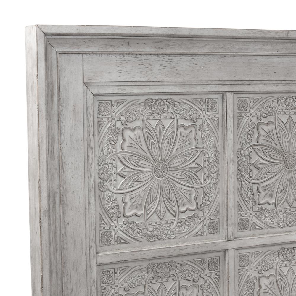 Heartland King Decorative Panel Headboard in Antique White w/ Tobacco Top