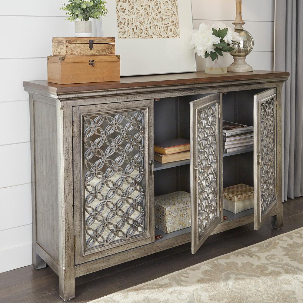 Westridge 3 Door Accent Cabinet in Wirebrushed Gray