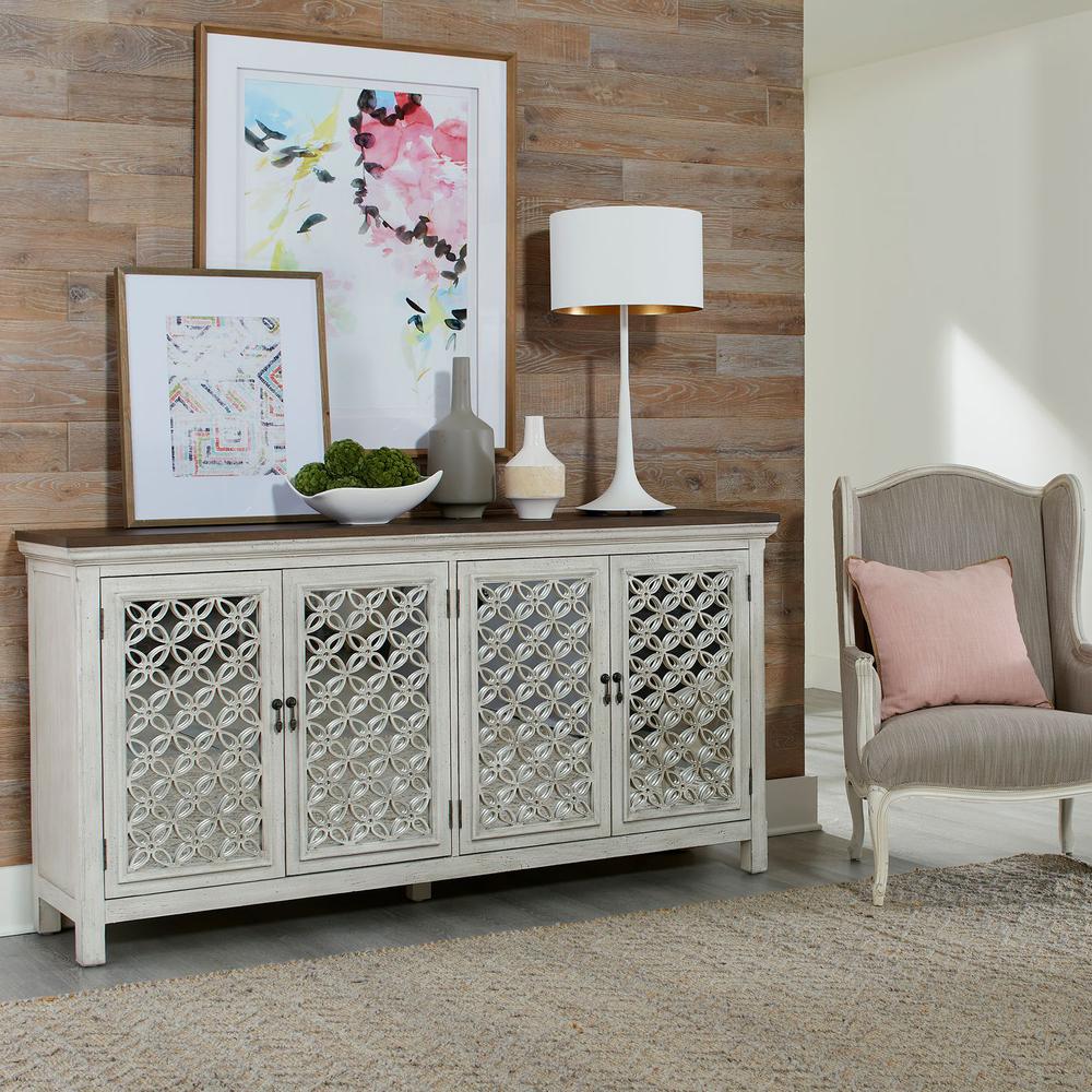 Westridge 4 Door Accent Cabinet in Wirebrushed Gray