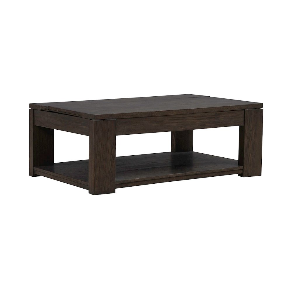 3 Piece Set - Lift Top Cocktail Table, 2 End Tables - Bark