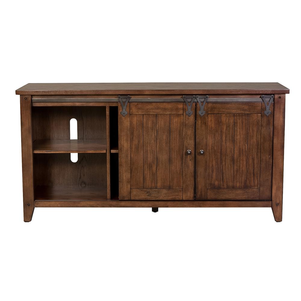 Lake House TV Console in Rustic Brown Oak