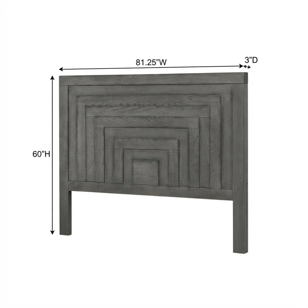 Dusty Charcoal Panel Headboard, Heavy Distressing, Solid Wood Farmhouse Design