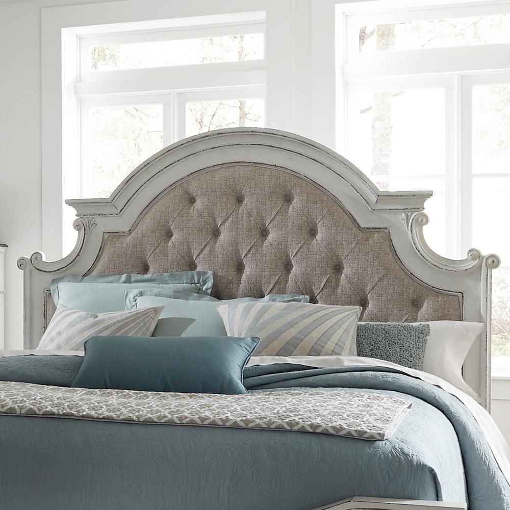 Magnolia Manor Queen Upholstered Panel Headboard in Antique White