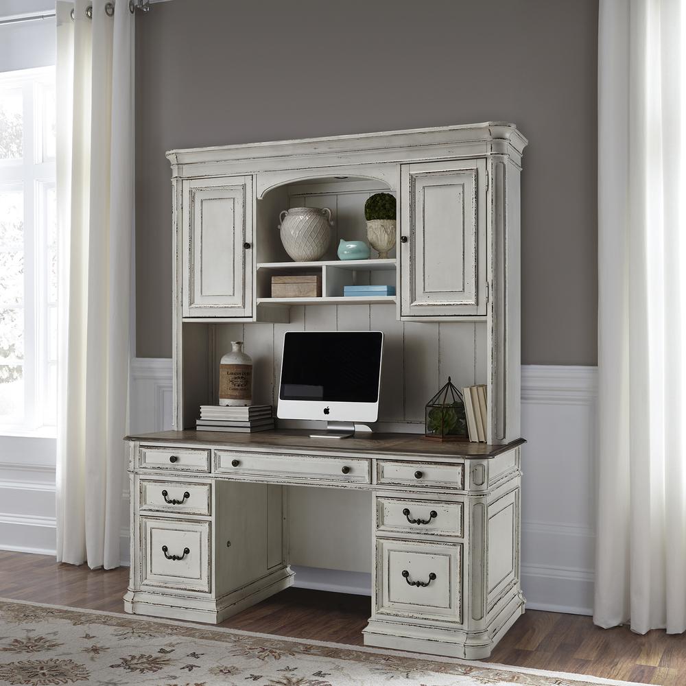 Magnolia Manor Complete 5 Piece Desk in Antique White