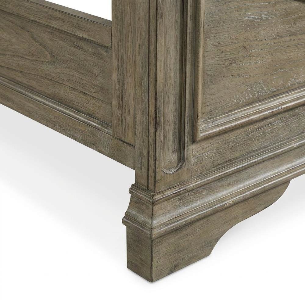 Oak Veneer King Panel Bed Frame with Headboard and Footboard Rails