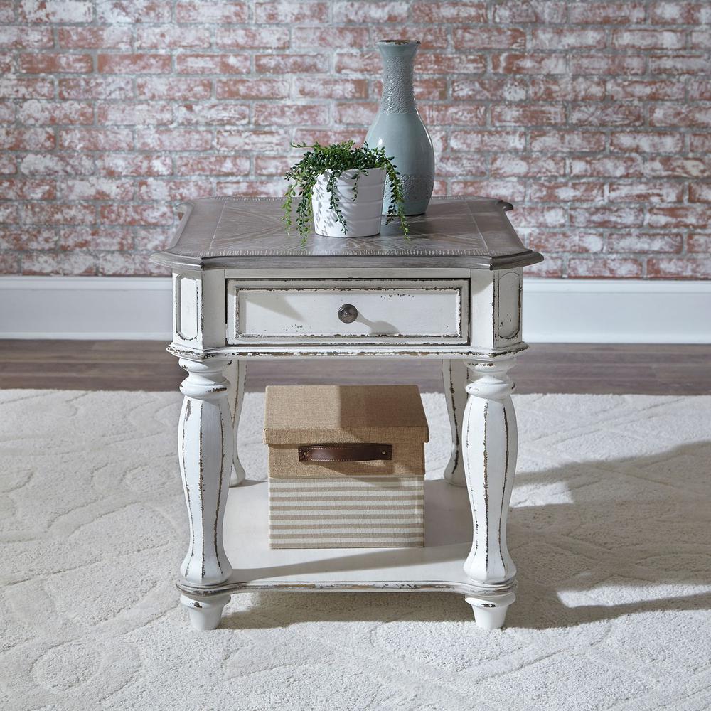 Magnolia Manor End Table in Antique White