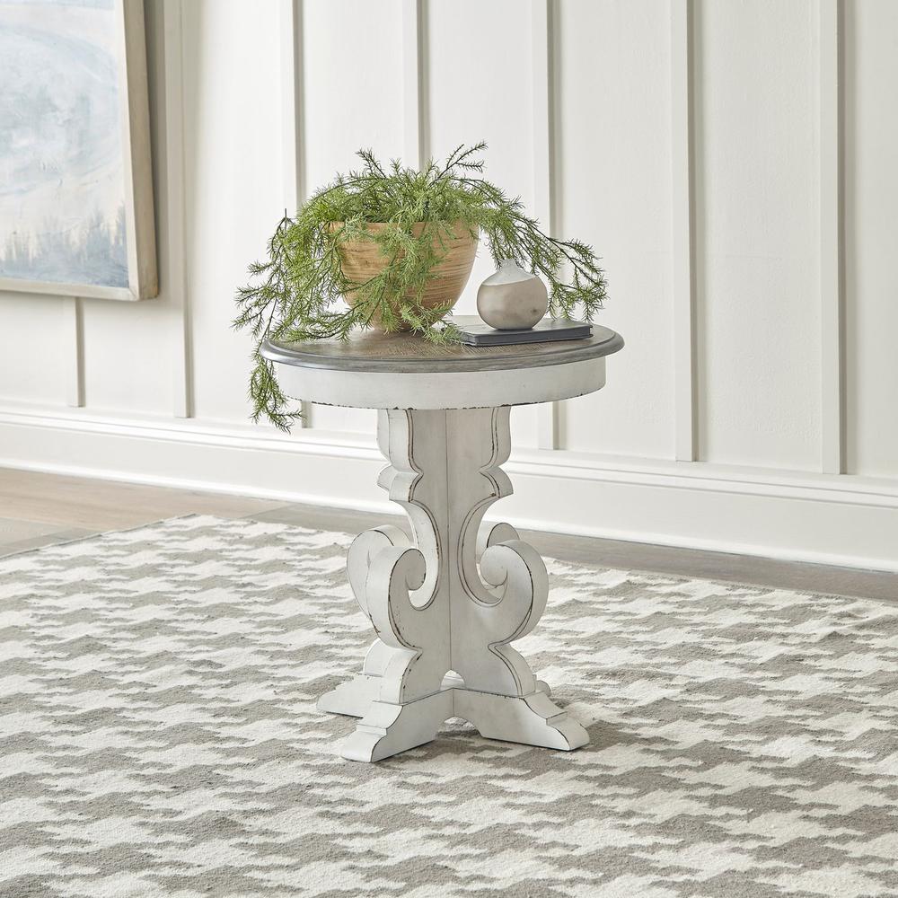 Magnolia Manor Round End Table in Antique White