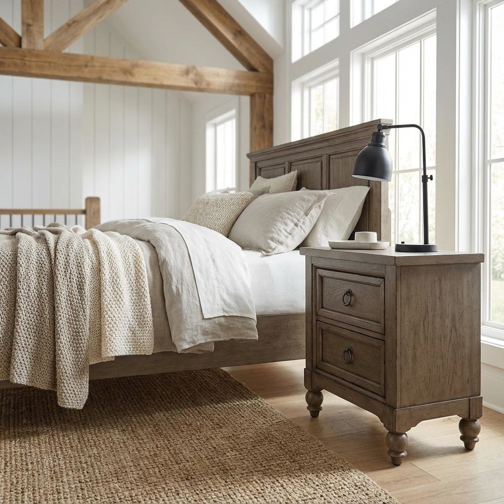 Dusty Taupe Nightstand with Charging Station and Modern Design