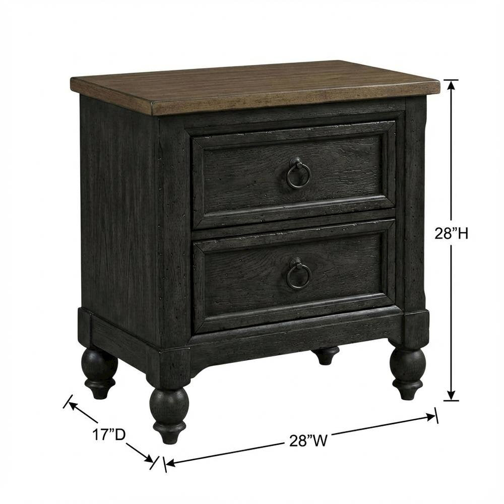 Black Nightstand with Charging Station and Traditional Style for Bedroom Storage