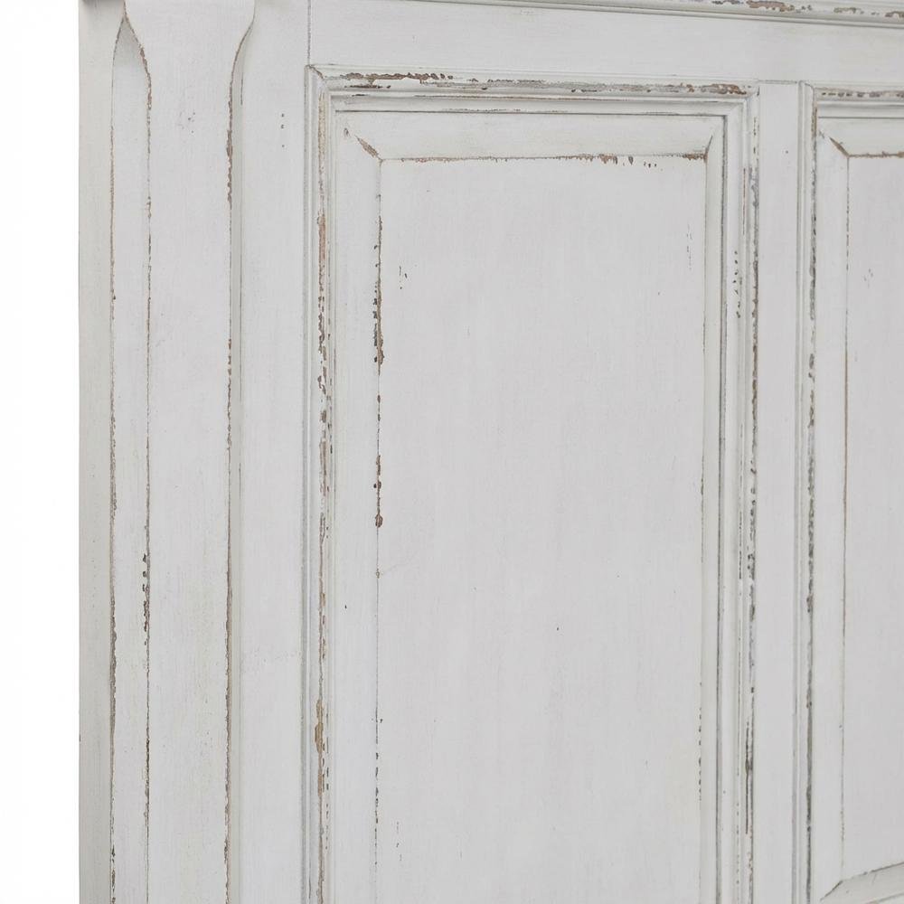 King Panel Headboard Antique White Weathered Brown Solid Wood Traditional Design