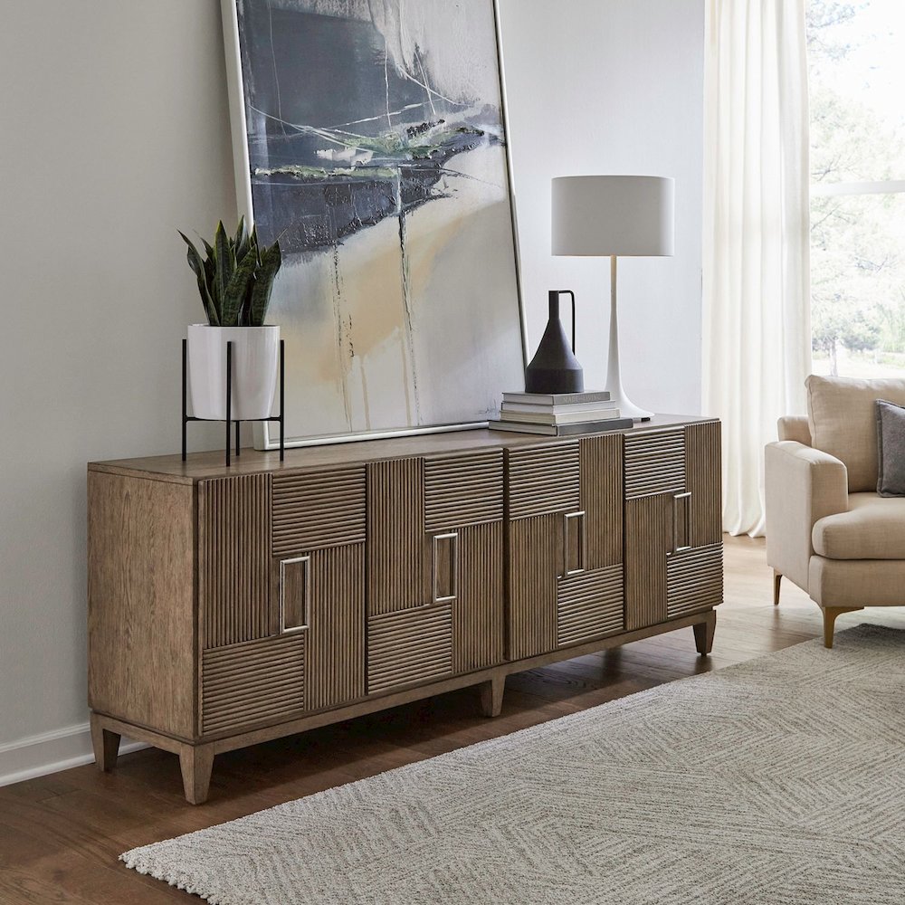 Serenity 82 Inch Accent TV Console for Living Room - Burnished Beige