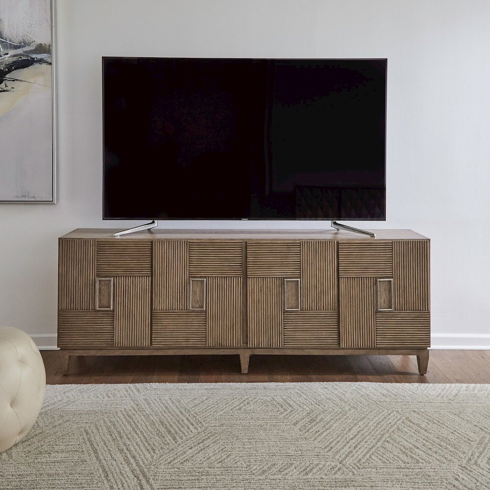 Serenity 82 Inch Accent TV Console for Living Room - Burnished Beige