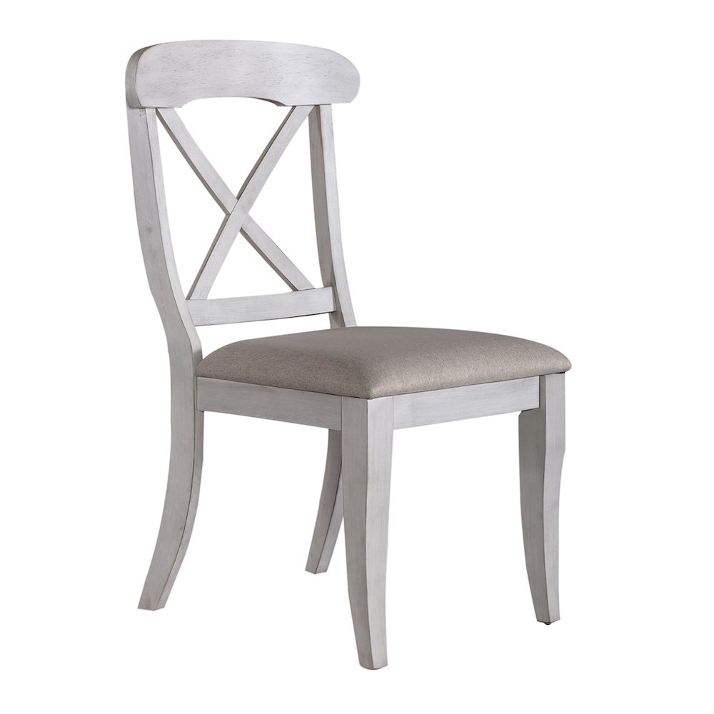 Ocean Isle 5 Piece Pedestal Table Set - 4 X Back Side Chairs - Antique White