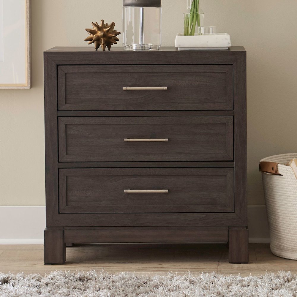 Modern Edge Bedroom Nightstand w/ Charging Station USB-A USB-C - Caffe