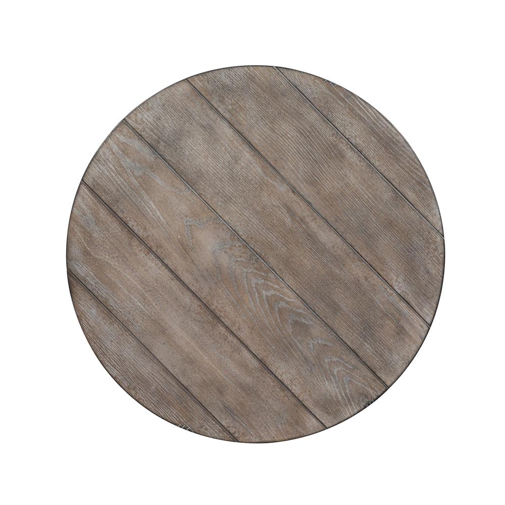 Sedona Round End Table in Heavy Distressed White w/ Gravel Top
