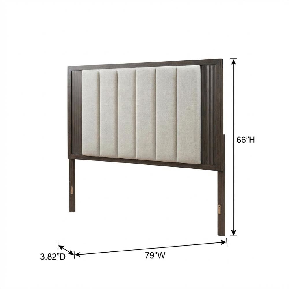 Upholstered Caffe Headboard with Modern Panel Design and Mounting Hardware