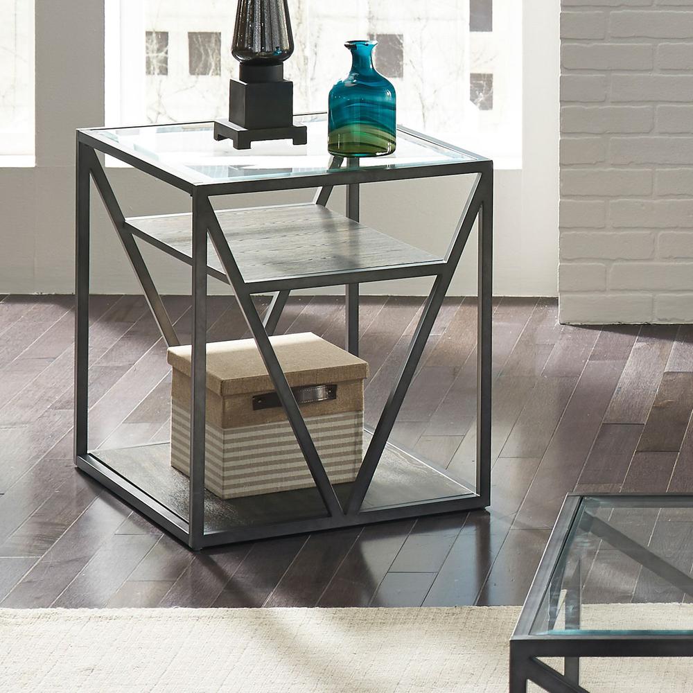 Arista End Table in Cobblestone Brown w/ Gray Dusty Wax Hang-up