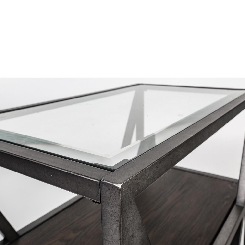 Arista Sofa Table in Cobblestone Brown w/ Gray Dusty Wax Hang-up