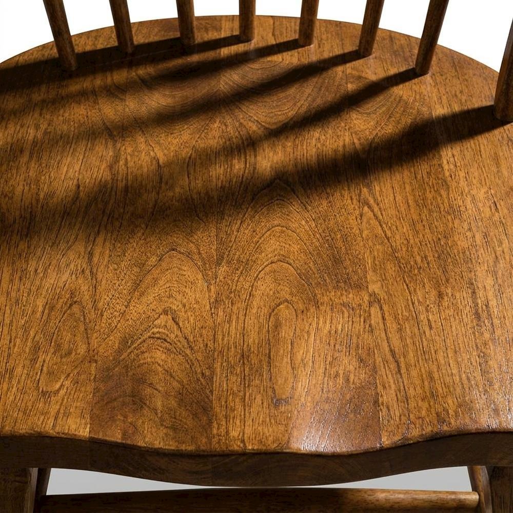 Solid Wood Windsor Back Spindle Dining Chair for Farmhouse Kitchen, Brown