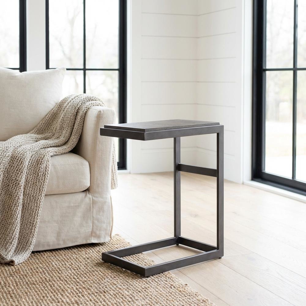 Gray Laptop Table with Solid and Manufactured Wood for Contemporary Workspaces