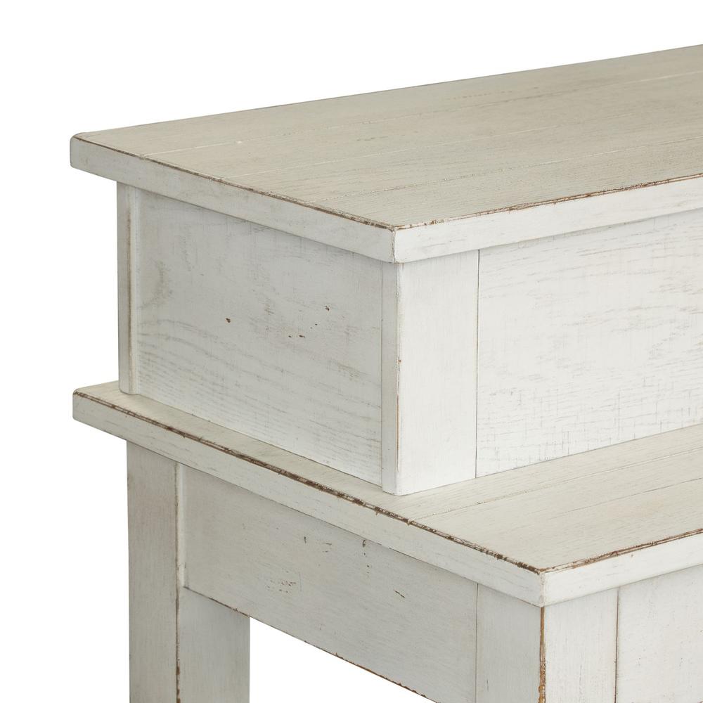 Modern Farmhouse Console Bar Table in Flea Market White w/ Heavy Distressing