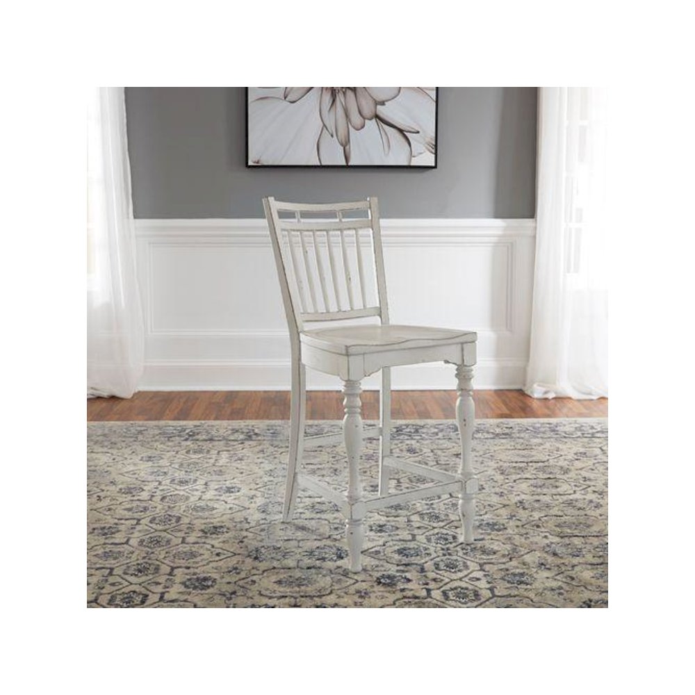 5 Piece Counter Height Table Dining Room Set with 4 Spindle Back Counter Chairs