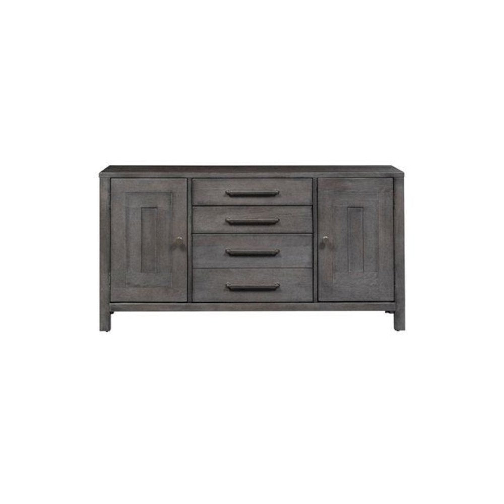 Modern Farmhouse Credenza in Dusty Charcoal w/ Heavy Distressing