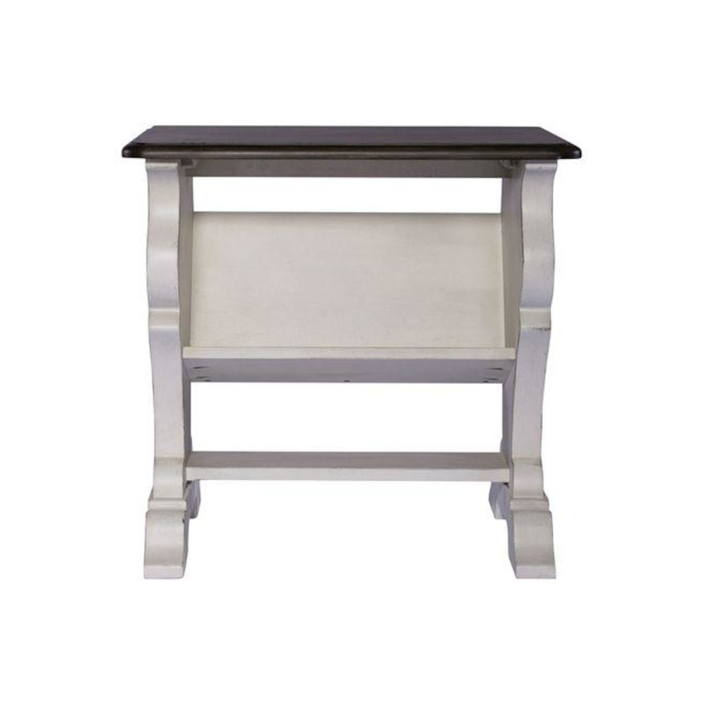 Library Chair Side Table in Porcelain White Finish w/ Churchill Brown Tops